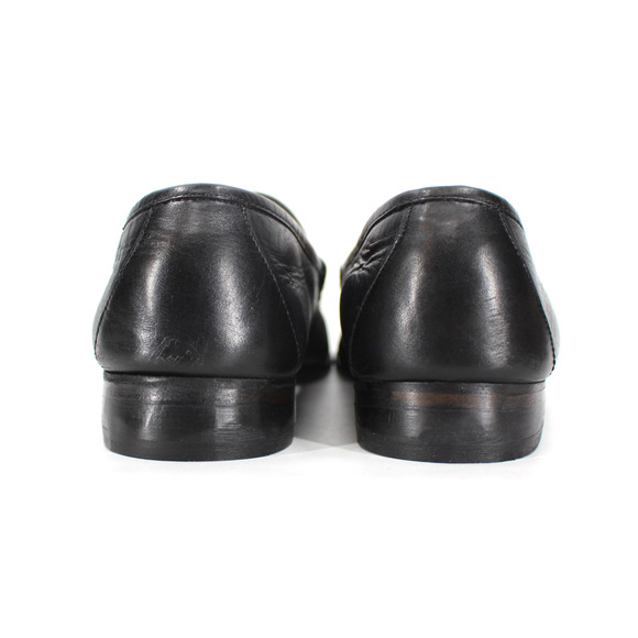 GUCCI Black Leather Web Silver Horsebit Loafers 11 Slip On Italian Almond Shoes - Picture 6 of 7